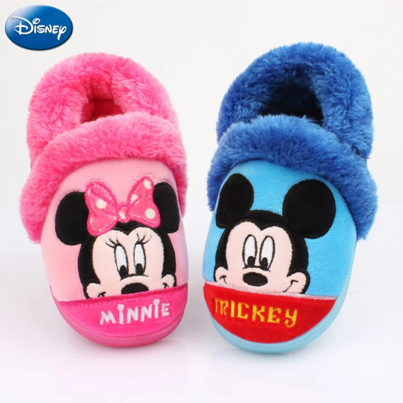 online Disney Crianças Chinelos Em Casa Meninas Minnie Mouse Mickey 2018 Meninos Sapatos de Inverno De Pelúcia de Algodão Quente Não slip Interior Bebê infantil