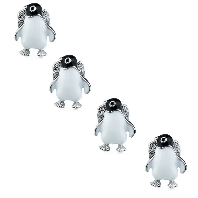 Запонки в виде пингвинов кнопки шпильки для мужчин смокинг платье Медь Материал аниме манжеты ссылка