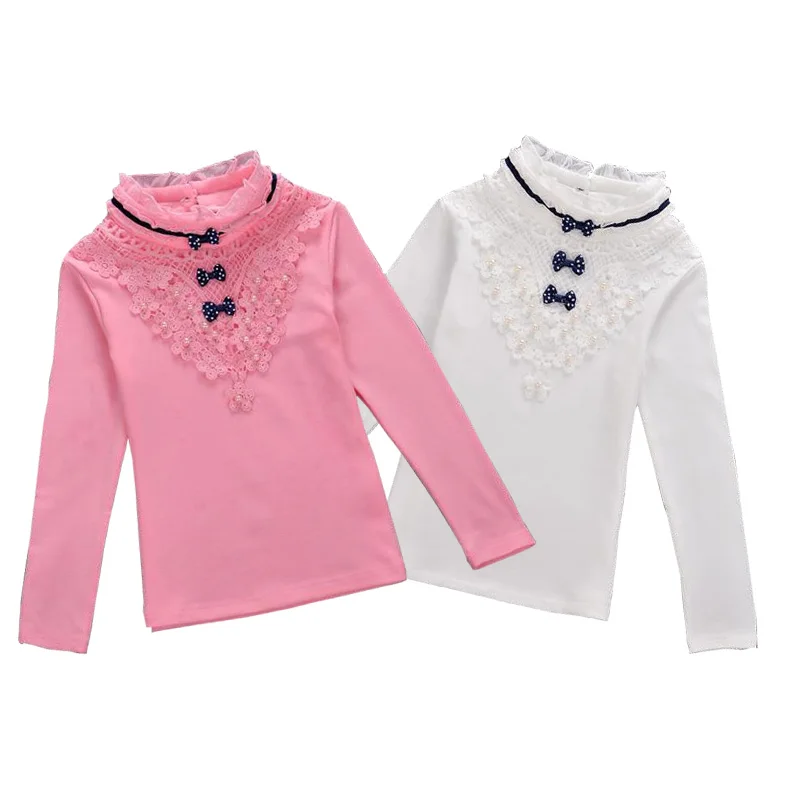 Children Clothing Girls Turtleneck Blouse 2018 Spring Autumn Bow Lace Shirt Cotton Long Sleeve Sweatshirts School Kids Clothes цена Children Clothing Girls Turtleneck Blouse 2018 Spring Autumn Bow Lace Shirt Cotton Long Sleeve Sweatshirts School Kids Clothes цены онлайн
