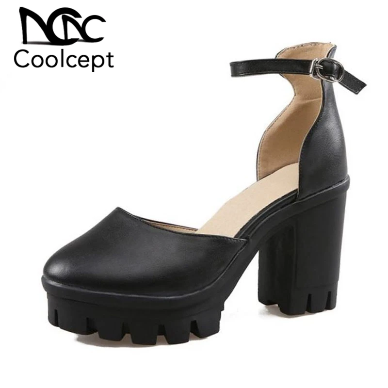 

Coolcept 4 Color Women Thick Heels Shoes Ankle Strap Solid Color Sandals Simple Daily Office Lady Summer Shoes Size 34-39