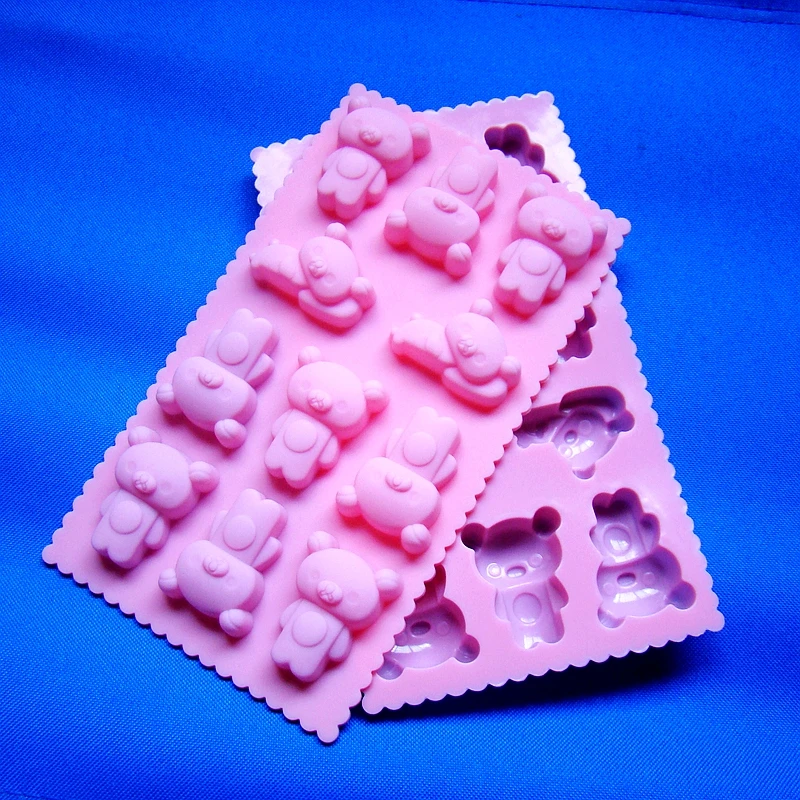 Hot sale(2pcs/lot) Silicone Chocolate Mold 11 bears Small Cake Biscuit Animal Handmade Soap Bakery Tool | Дом и сад