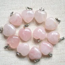 Новые модные подвески кулон сердце 50 шт. Drusy камни Цепочки и ожерелья Модные естественного исцеления Кристаллы розовый кварц Натуральный камень подвески