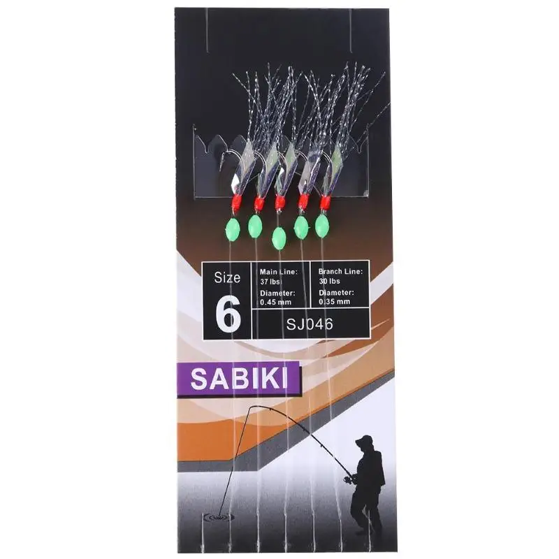 

3/5/6pcs Simulation Barbed Sabiki Hook Rigs Size 6 for Lure Fishing Accessories Artificial Lure Worn Fake Lure Hook