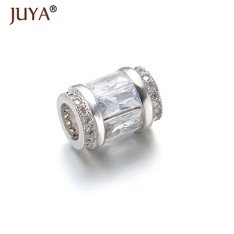 

Luxury Crystal Beads For Jewelry Making Copper Metal Gold Silver Color Large Hole European Bead Fit DIY Bracelet Necklaces