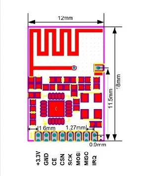 Мини NRF24L01+ 2,4 ГГц 1,27 мм РЧ беспроводной модуль мини версия мощность улучшенная версия SMD приемопередатчик плата 1,9 В~ 3,6 В