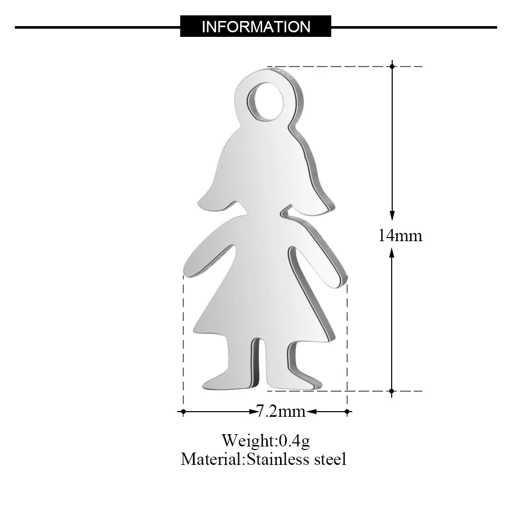 10 шт./лот Grace Moments 316L шармы из нержавеющей стали полная полировка милый мальчик и подвески для девушки для самостоятельного изготовления ювелирных изделий Аксессуары - Окраска металла: T153