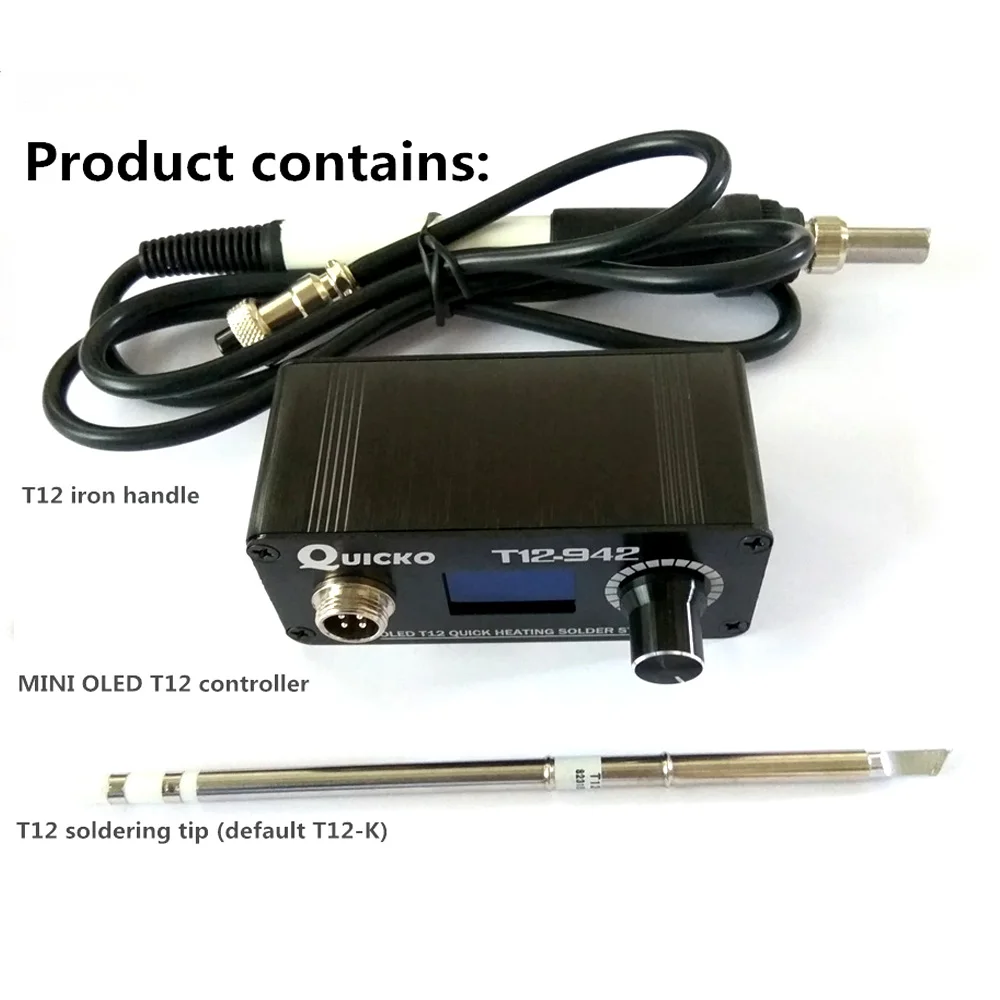 Goede MINI T12 OLED soldeerstation elektronische lassen ijzer 2019 Nieuwe ontwerp DC Versie Draagbare T12 Digitale Iron T12 942 QUICKO