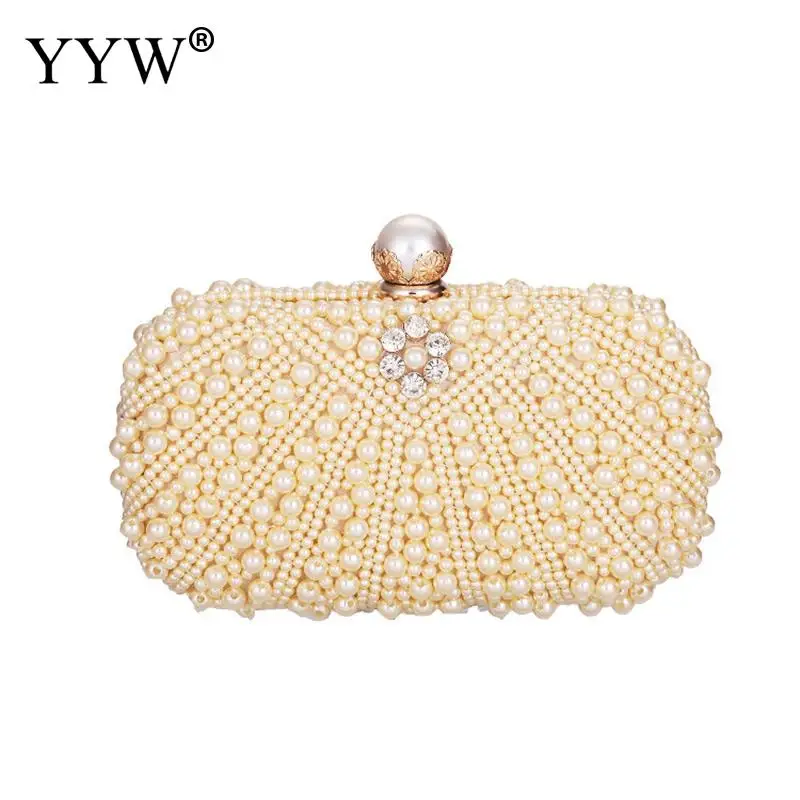

Pearl Beading Evening Bag Bridal Wedding Party Diamond Clutch Purse Small Chain Handbag Day Wallet Purse Banquet Mini Pearl Bag