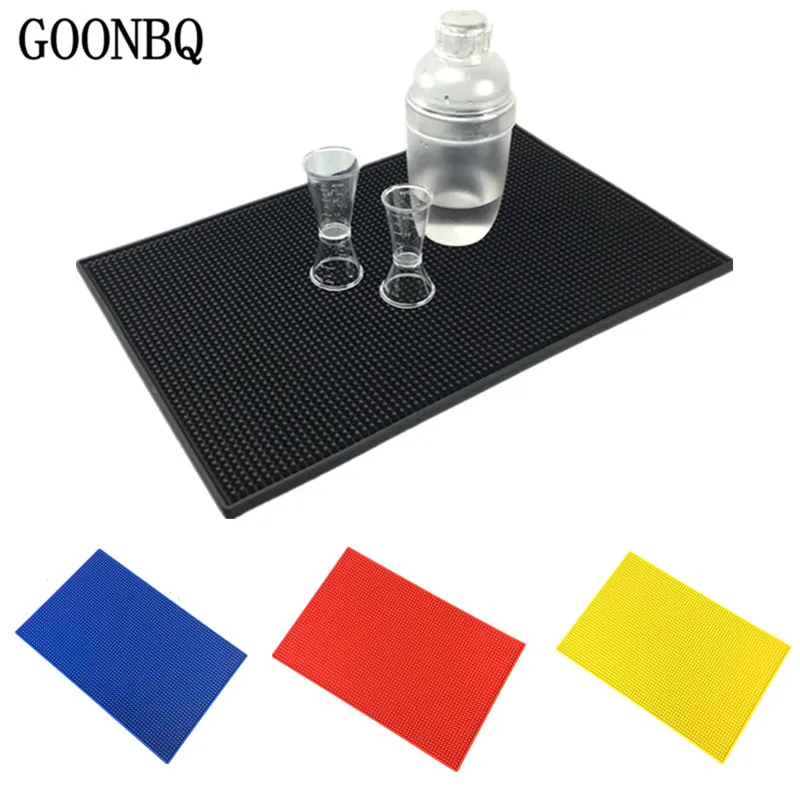 GOONBQ 1 pc 3 Size & 4 Color Rectangle PVC Bar Mat Rubber Beer Bar