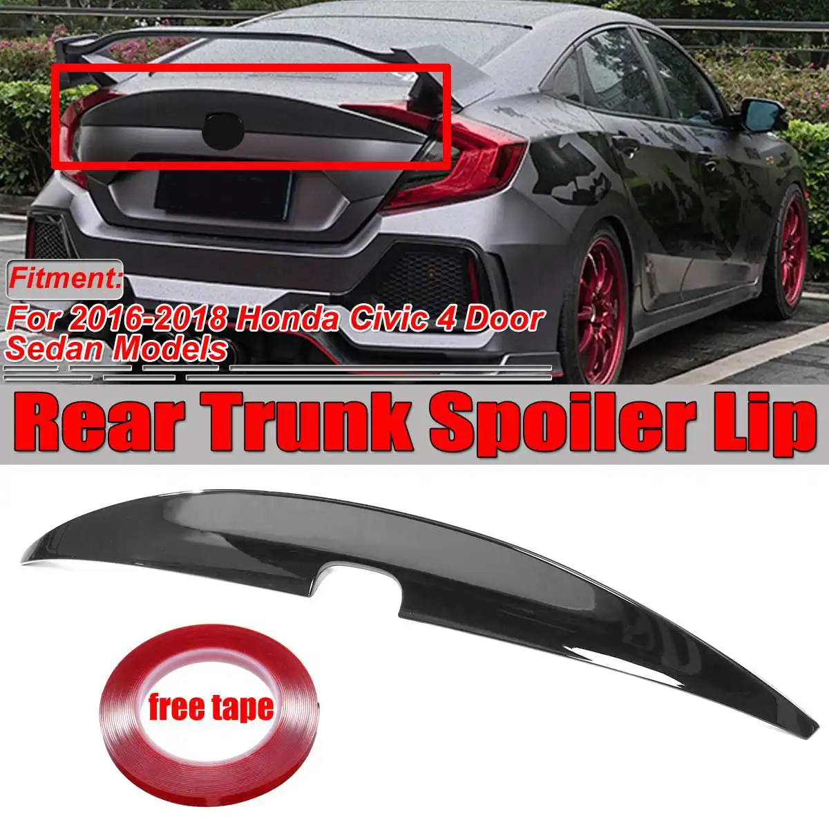 

White/ Blue/ Black MCX Duckbill Car Rear Trunk Boot Lip Spoiler Wing Lip Trunk Lid For Honda For Civic Sedan 2016 2017 2018 2019