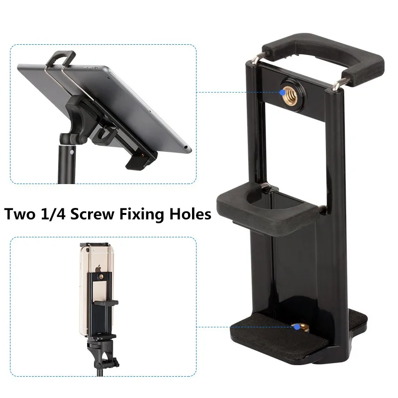 Portefeuille Tripod Mount Cell Phone Tablet Holder Mount Clip for Apple iPhone 8 Plus 7 X 6 iPad mini Pro 10.5 air 2 Clamp Stand (2)