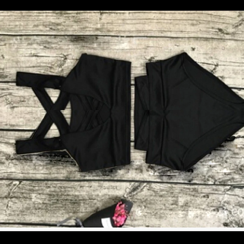 Conjunto de Bikini de cintura alta acolchado para mujer, traje de baño, traje de baño, ropa de playa