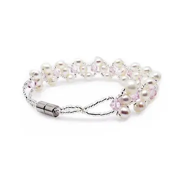 

MIX COLOR Charmful Freshwater Pearl Bracelet+Crystal Fashion Accessory Jewelry with MAGNETIC CLASP, 30pcs/lot+Free Shipping