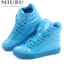 MIUBU/Новое поступление; светящаяся обувь ярких цветов с высоким берцем; Мужская модная обувь унисекс; обувь на плоской платформе; обувь для влюбленных пар