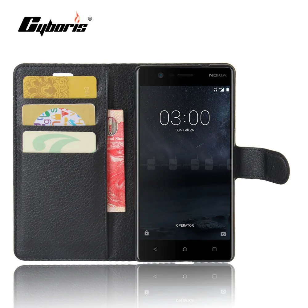 

CYBORIS for Nokia 3 Case Leather Phone Cover for Nokia 3 Flip Cover Stand Wallet Bag Card Holder