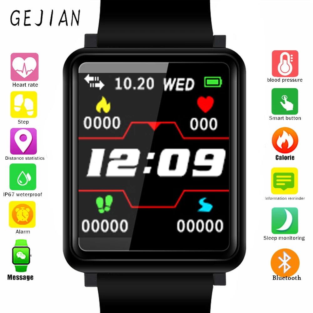 GEJIAN F1 модные часы Smart Watch IP67 Водонепроницаемый Спорт Фитнес трекер монитор