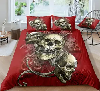 

Thumbedding Dropship Red Head Skull Bedding Set Twin Full Queen King Size Innovative Unique Designed 3D Duvet Cover