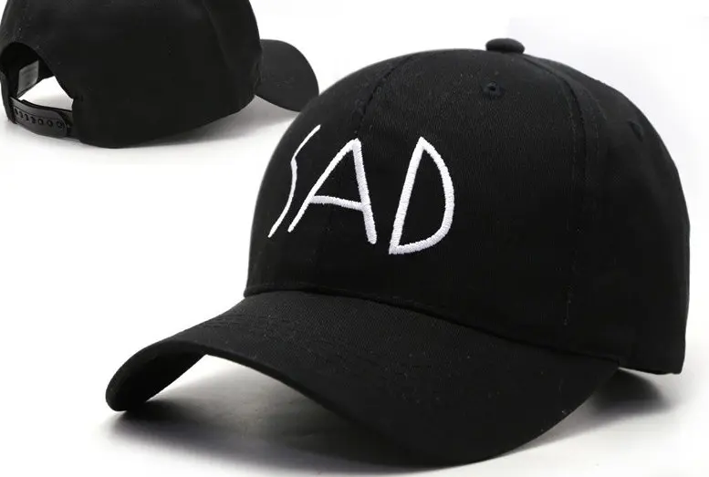 

Letter SAD Embroidered Baseball Cap Low Profile Curved Bill white black Thread for men women sun hat  men baseball caps