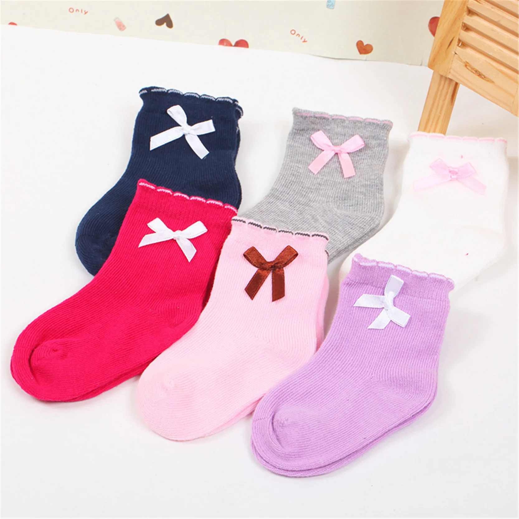 Buy Baby Girls Socks With Bow Knot Cute Princess Solid