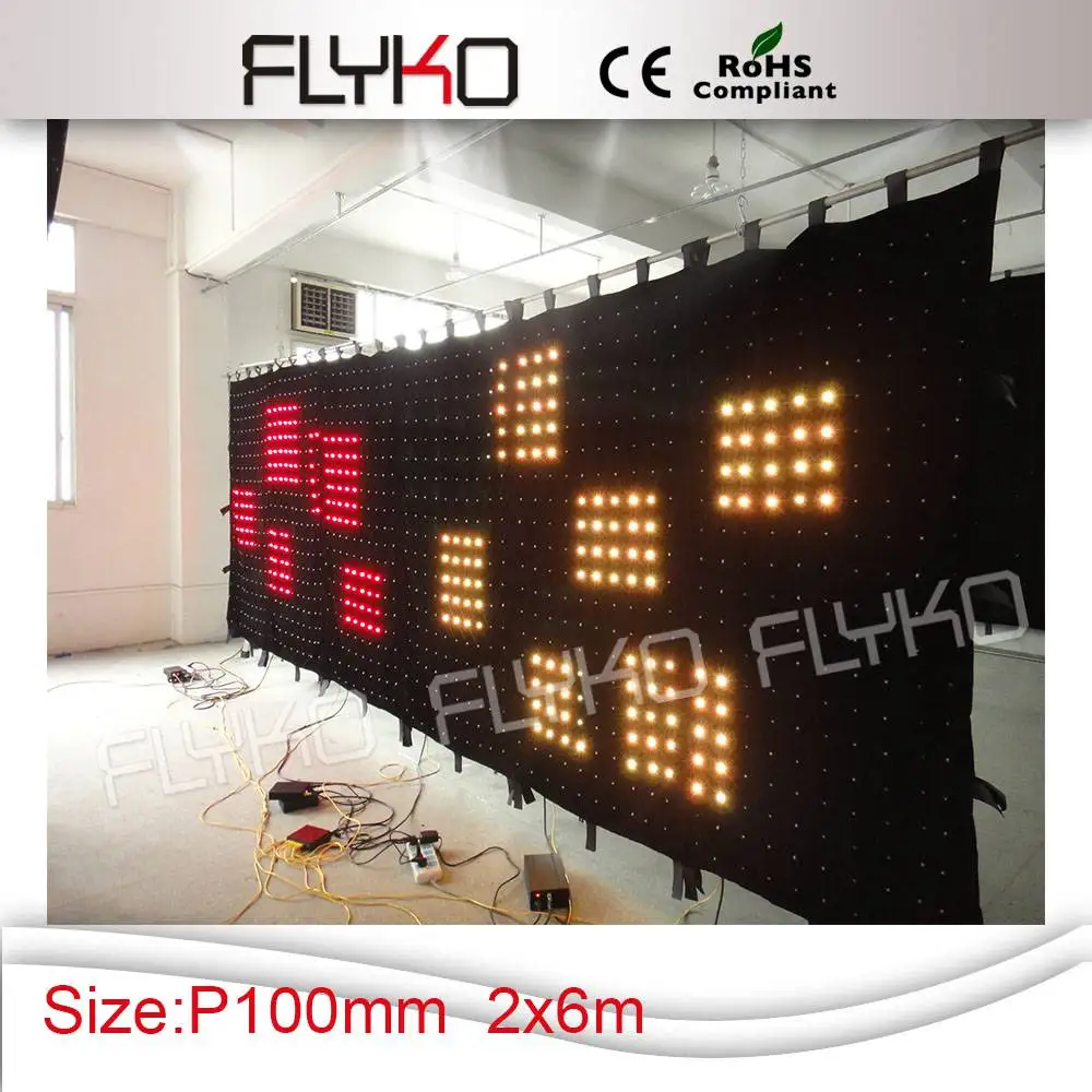 

P10 2M*6M Fire Proof LED Video Curtain With Controller For DJ Wedding Backdrops