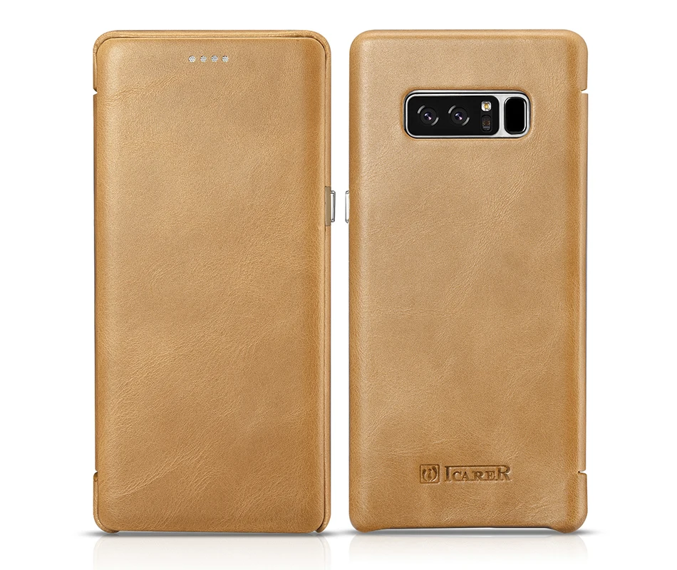 Чехол Icarer из натуральной кожи с откидной крышкой для samsung Galaxy Note 8 полный край закрытые оригинальные чехлы для телефона сумки аксессуары