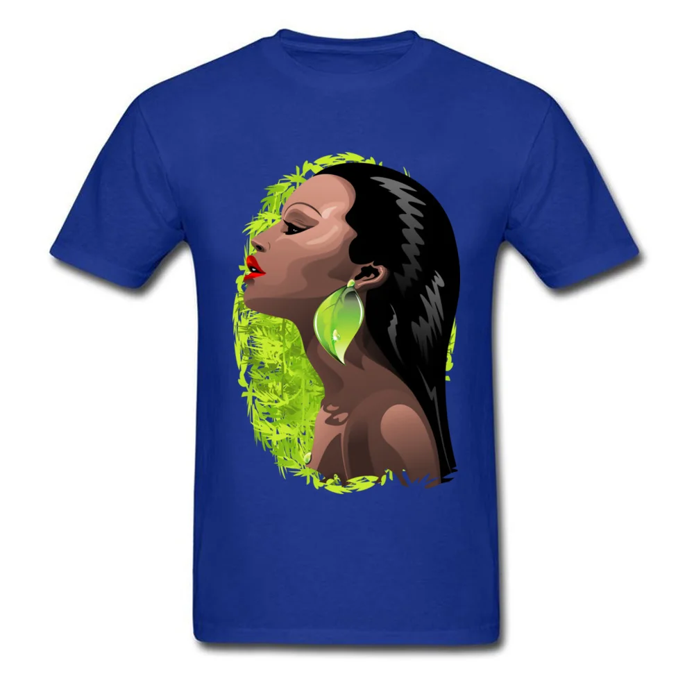 Woman African Beauty and Bamboo T-Shirt for Men Normal VALENTINE DAY Tops Shirt Brand Sweatshirts Round Neck 100% Cotton Woman African Beauty and Bamboo blue