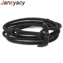 Модные высококачественные Многослойные браслеты, мужские очаровательные морские веревки для выживания, цепь-Паракорд, браслет, мужские черные металлические спортивные крючки