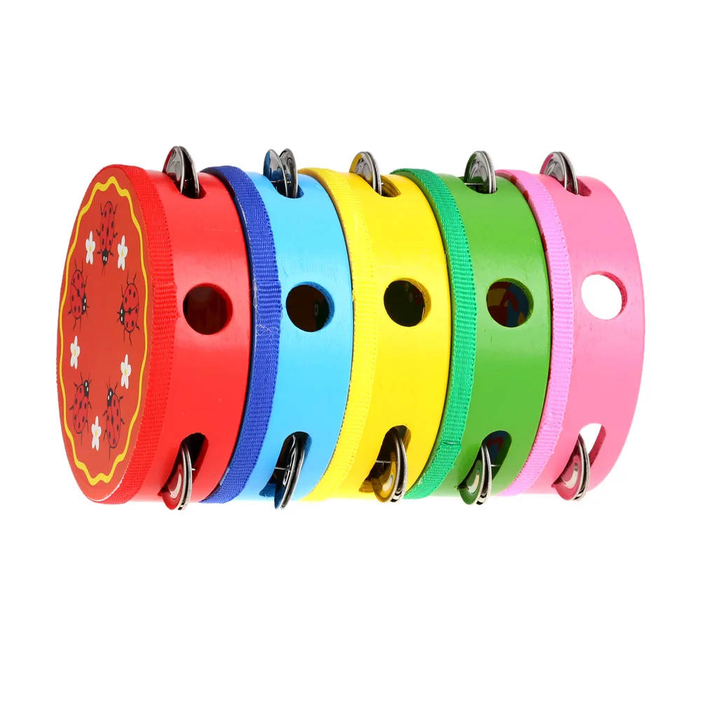 Baby Kids Wooden Musical Toys Drum Rattles Toy Tambourine Educational Toys cc 
