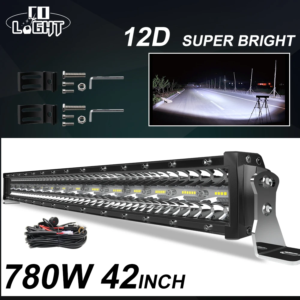 Kopen Co Licht 3 Rijen 42 Inch Led Bar 780W Combo Led Light Bar Voor Auto Tractor Offroad 4WD 4X4 Truck Suv Atv Rijden Werklamp 12V 24V