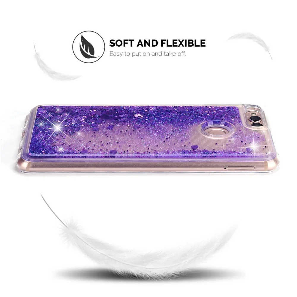 Shiny Bling Liquid Dynamic Quicksand Clear Soft Case Cover For Huawei P Smart Sparkly Crystal Liquid Silicone Case For Enjoy 7S (5)