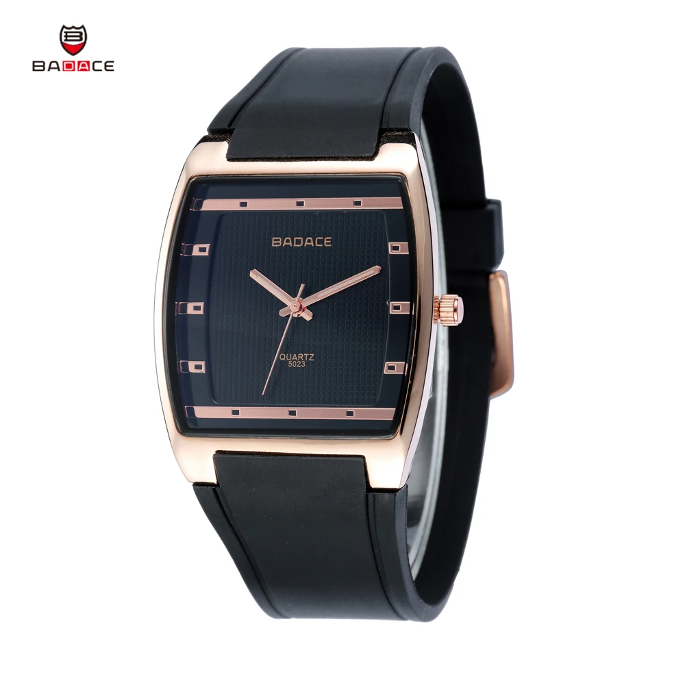 

BADACE Men PU Strap Business Watch Fashion Stylish Silicone Strap Black Watches Waterproof Sport PU Strap Clock Wristwatch 5023