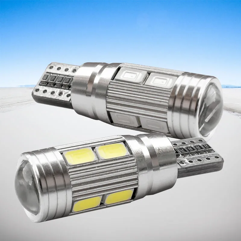 2 X T10 LED W5W Car LED Auto Lamp 12V Light bulbs with Projector Lens