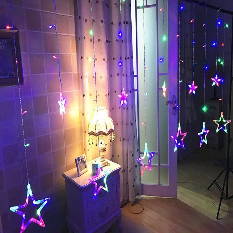 

Star Shaped LED Lights String Curtain Window Bedroom Decoration Light Home Decor Home Garden Supplies