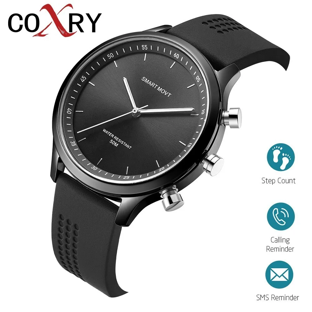 COXRY Bluetooth Smart Watch Men Sports Watches Man Clock Pedometer Mens Watches Top Brand Luxury Quartz Waterproof Rubber Strap