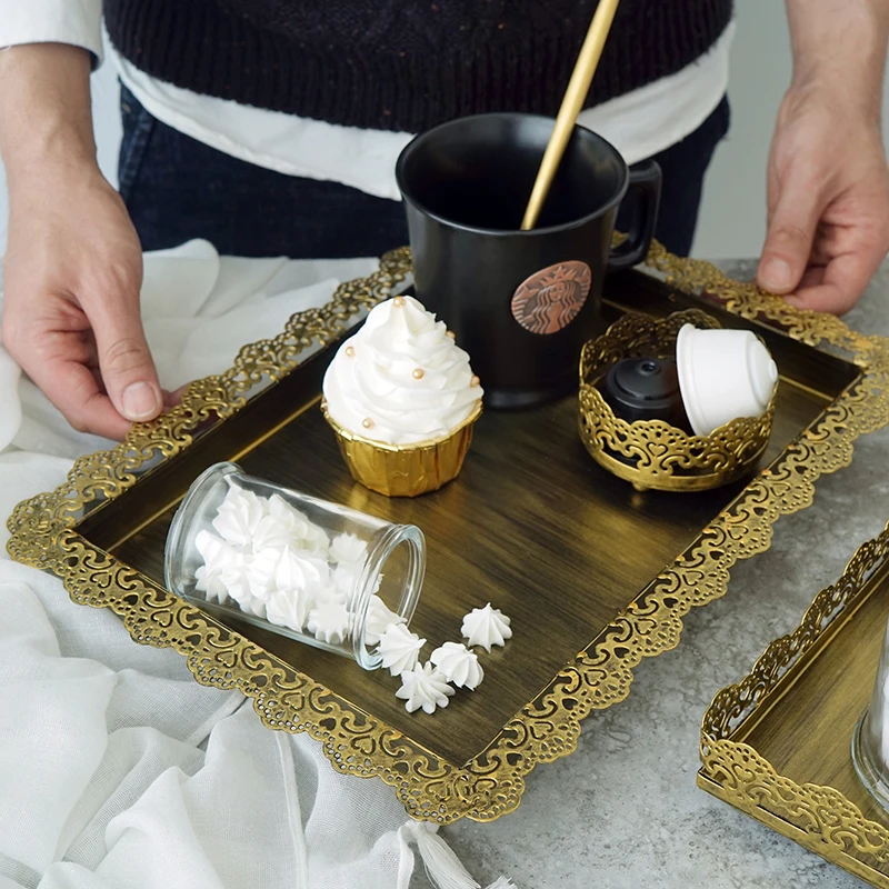 Plaque De Presentation Rectangulaire Pour Outils De Gateau Plateau A Cupcake En Bronze Metal Fer Accessoires De Decoration Ustensiles De Cuisson Aliexpress