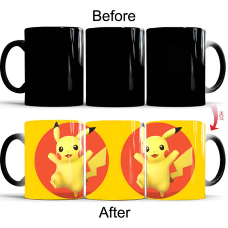 

New 350mL Pikachu Magic Coffee Mugs 7 Styles Creative Cartoon Kids Gift Cups Mug Changed Color Milk Tea Mug Creative Gifts
