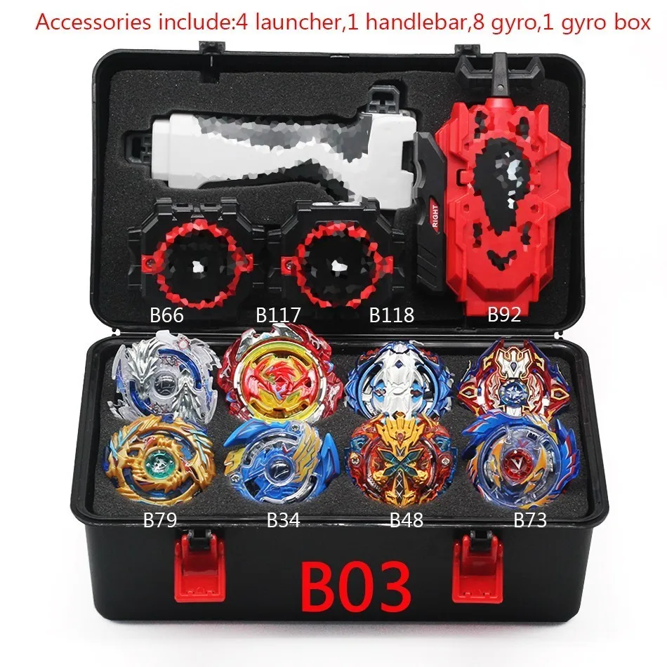 Топ Beyblade Burst Bey Blade игрушка из металла Funsion Bayblade набор коробка для хранения с ручкой пусковая пластиковая коробка игрушки для детей - Цвет: B03