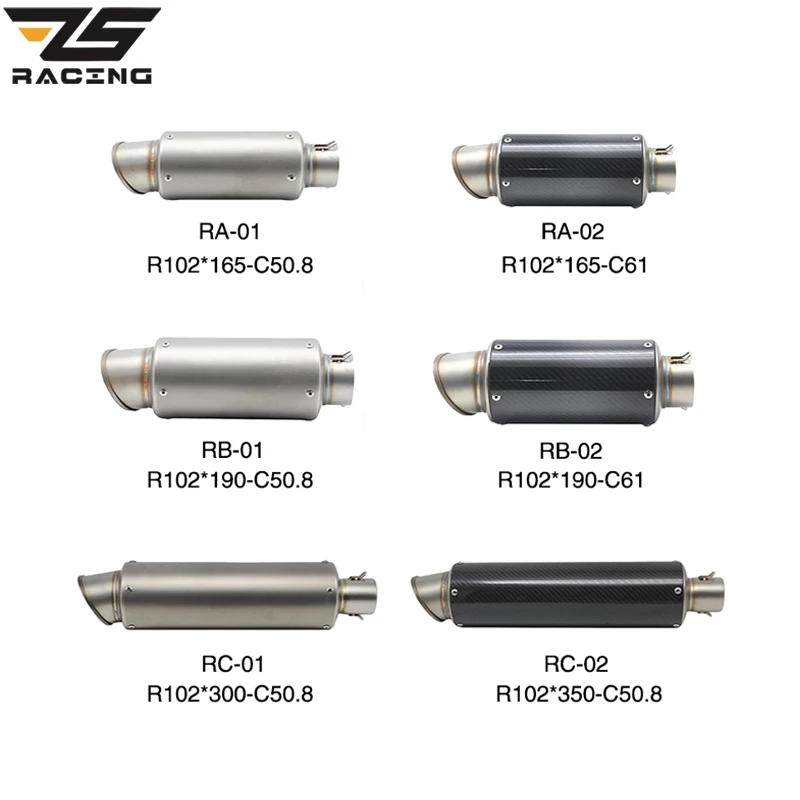 ZS de 51mm 60mm motocicleta silenciador de Escape SC GP escapar silenciadores de Escape de fibra de carbono de tubo de Escape para Z1000 z750 S1000RR