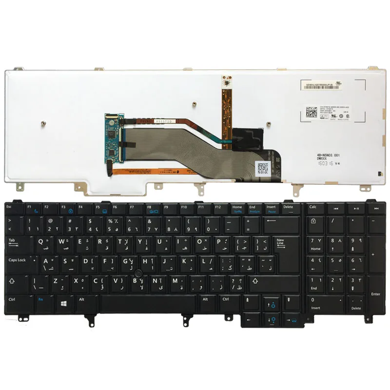 Nuova Tastiera Araba Retroilluminata Per Dell E6520 Teclado E6530 E6540 E5520 E5520M E5530 Nero Con Puntatore Retroilluminato