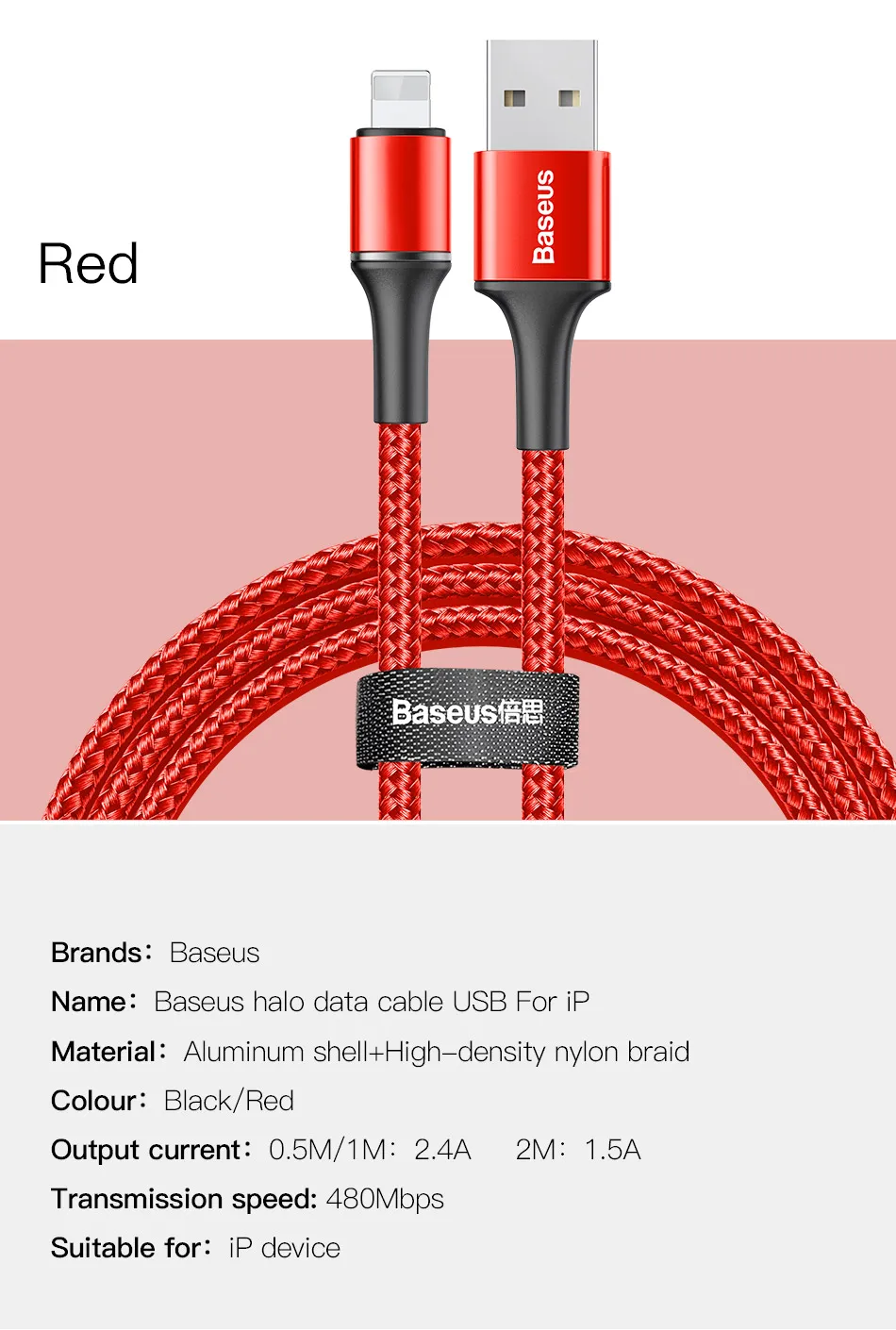 Baseus USB кабель для iPhone, зарядное устройство, быстрая зарядка данных, кабель для мобильного телефона для iPhone Xs Max Xr X 8 7 6 6S 5 5S Se iPad, провод