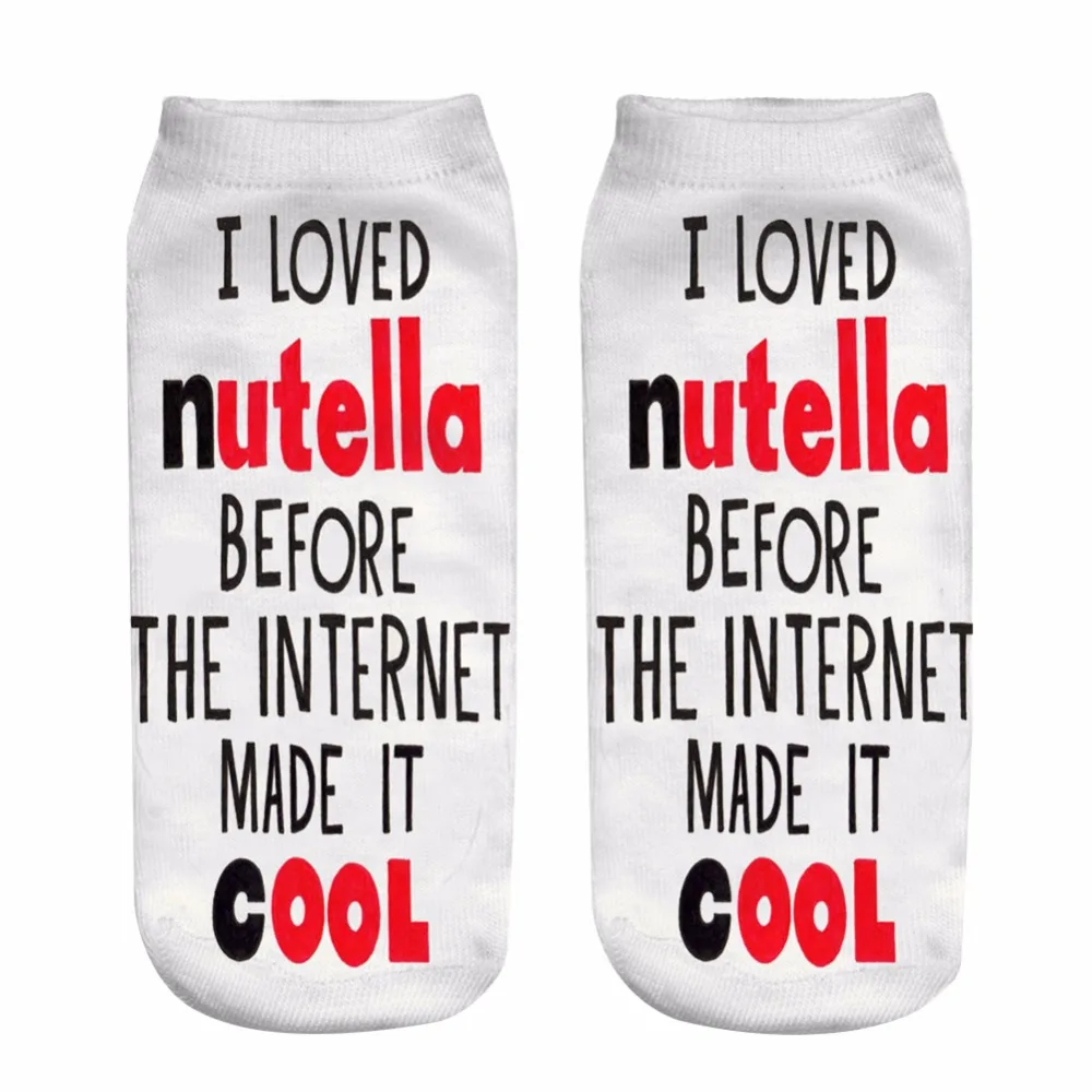 

Hot Sale 19*8CM Letter "Nutella" 3D Funny Sock Women's unisex sock Polyester fashion Women Socks for EUR34~40