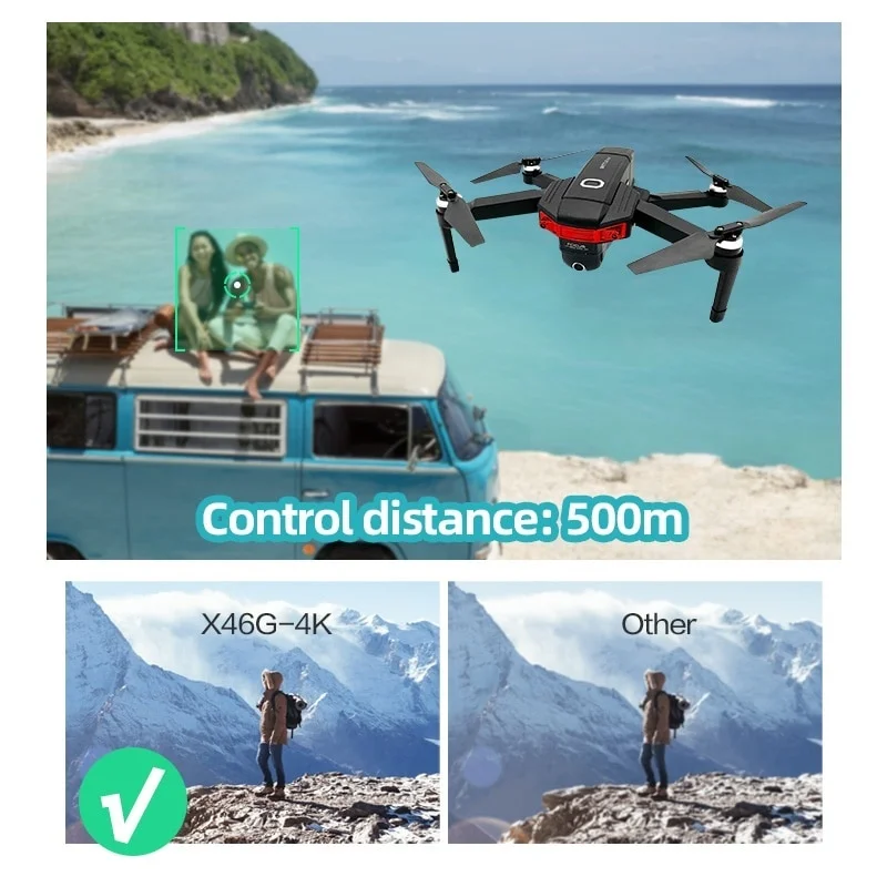  5G WIFI FPV GPS Quadcopter LH X46G Foldable RC Drone with 4K HD Camera Brushless 400M Distance 720P