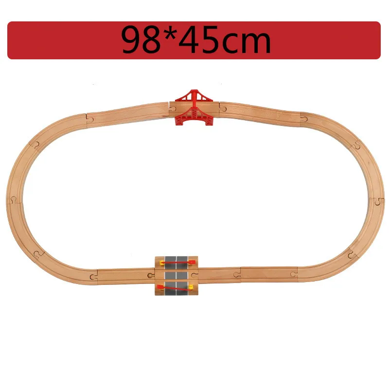Деревянный поезд трек набор совместимых колец трек круговой орбиты аксессуары для сборки Магнитный маленький поезд головоломка игрушки для детей - Цвет: 21