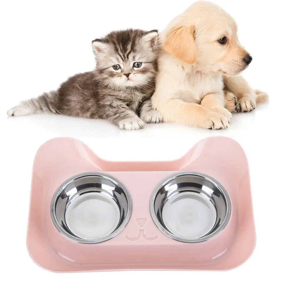 

Stainless Steel Double Bowl Feeder Non Slip Safety Material Water Food Container