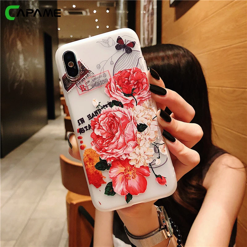 CAPAME Funda For iphone 6 Case 6S 7 8 Plus 5 5S SE Floral Cover TPU Phone Cases X Xs Max Xr Capa |