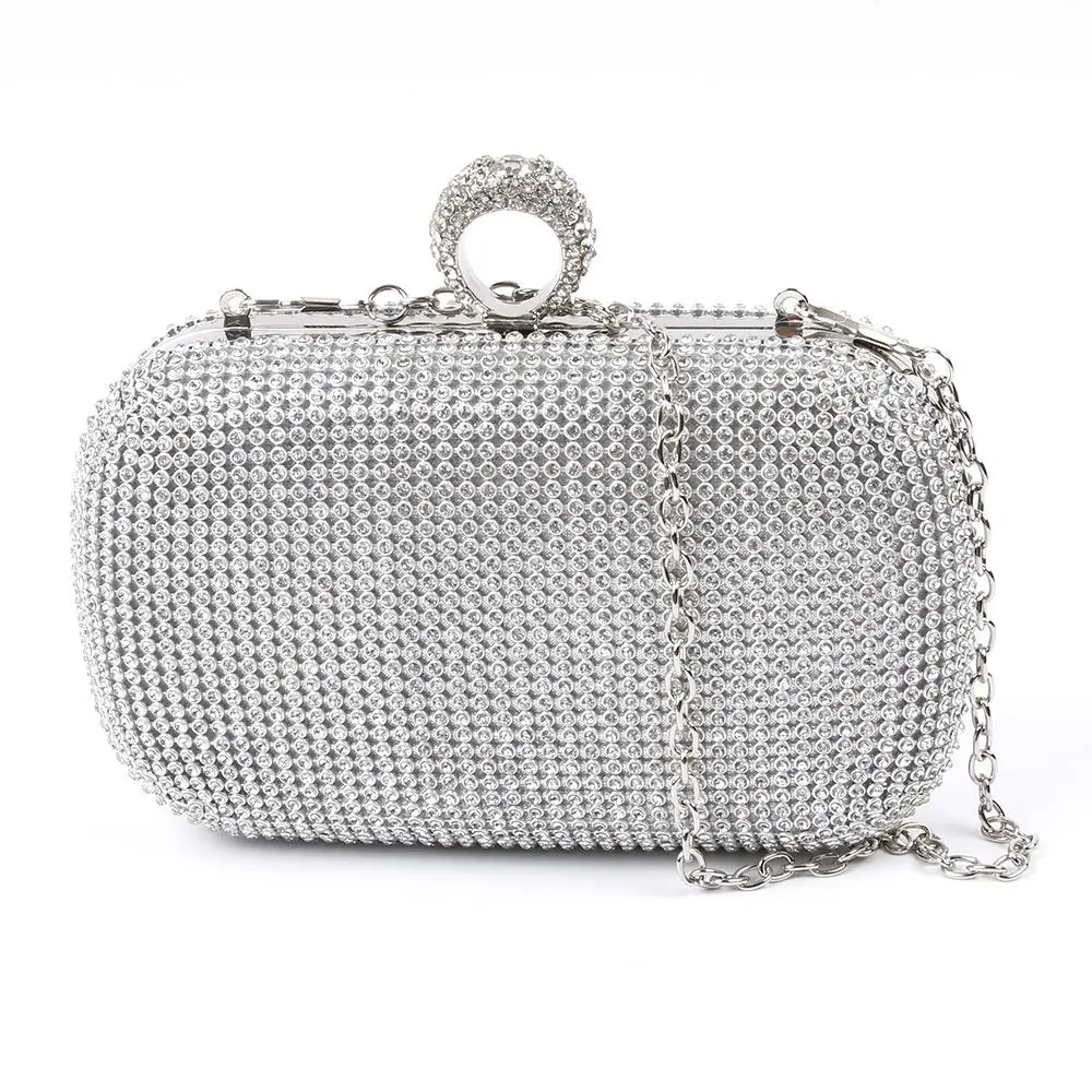 ISKYBOB Shimmering Diamante Encrusted Evening Bag Clutch Purse Party
