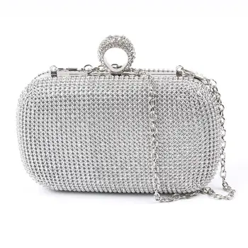 

ISKYBOB Shimmering Diamante Encrusted Evening Bag Clutch Purse Party Bridal Prom Handbag