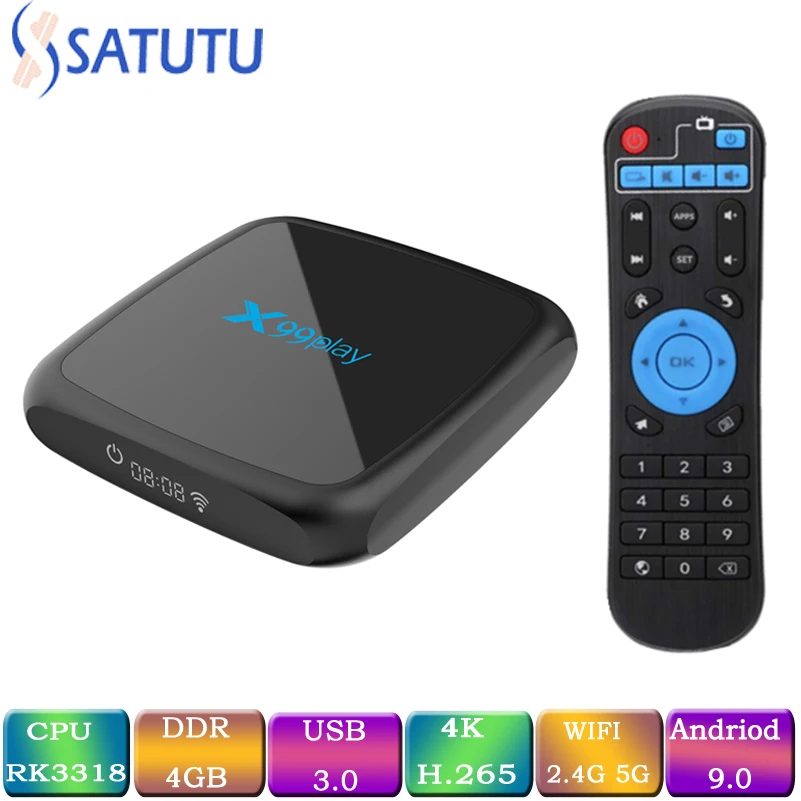 

X99 Play Smart Tv Box Android 9.0 Set Top Box 4K 3D Mi ni Tv Box 2gb 4gb 32gb 64gb Quad Core media player PK X96 MINI HK1 Max mi