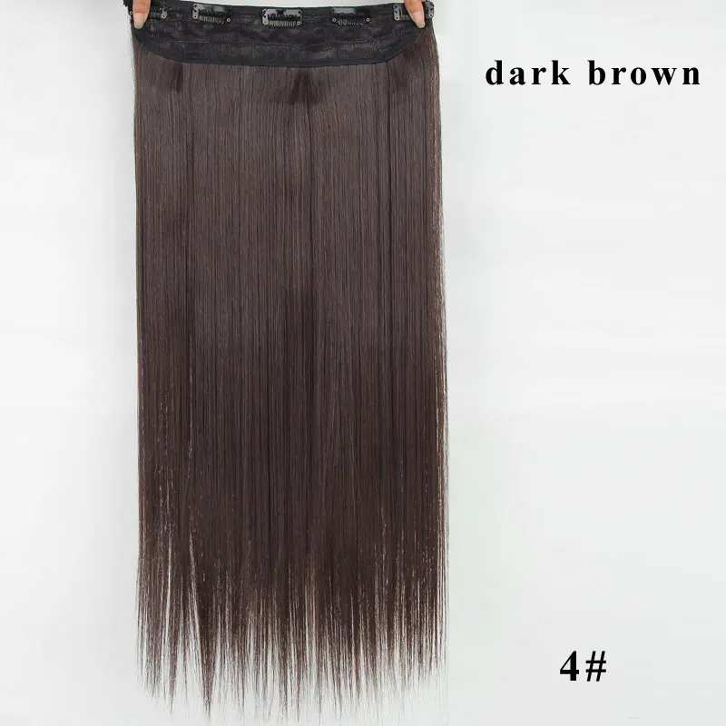 AISI BEAUTY, длинные прямые волосы на заколках, 1 шт., синтетические волосы для наращивания, 5 клипс, накладные волосы блонд, коричневые, черные волосы для женщин - Цвет: 4