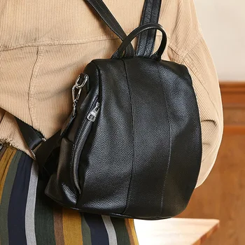 

2020 Women Backpack Genuine Leather Fashion Causal Bags High Quality Cowskin Female Shoulder Bag Backpacks For Girls